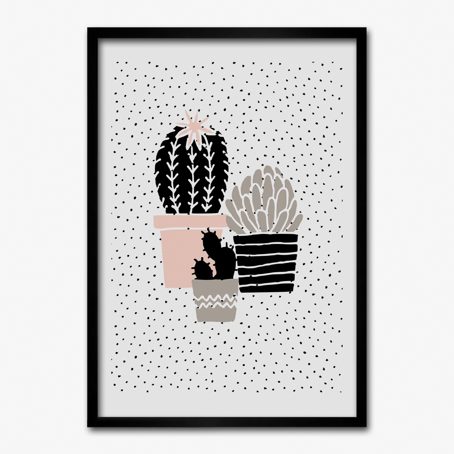 Obraz s rámom Mdf Kaktusové kvetináče s bodkami 70x100 cm