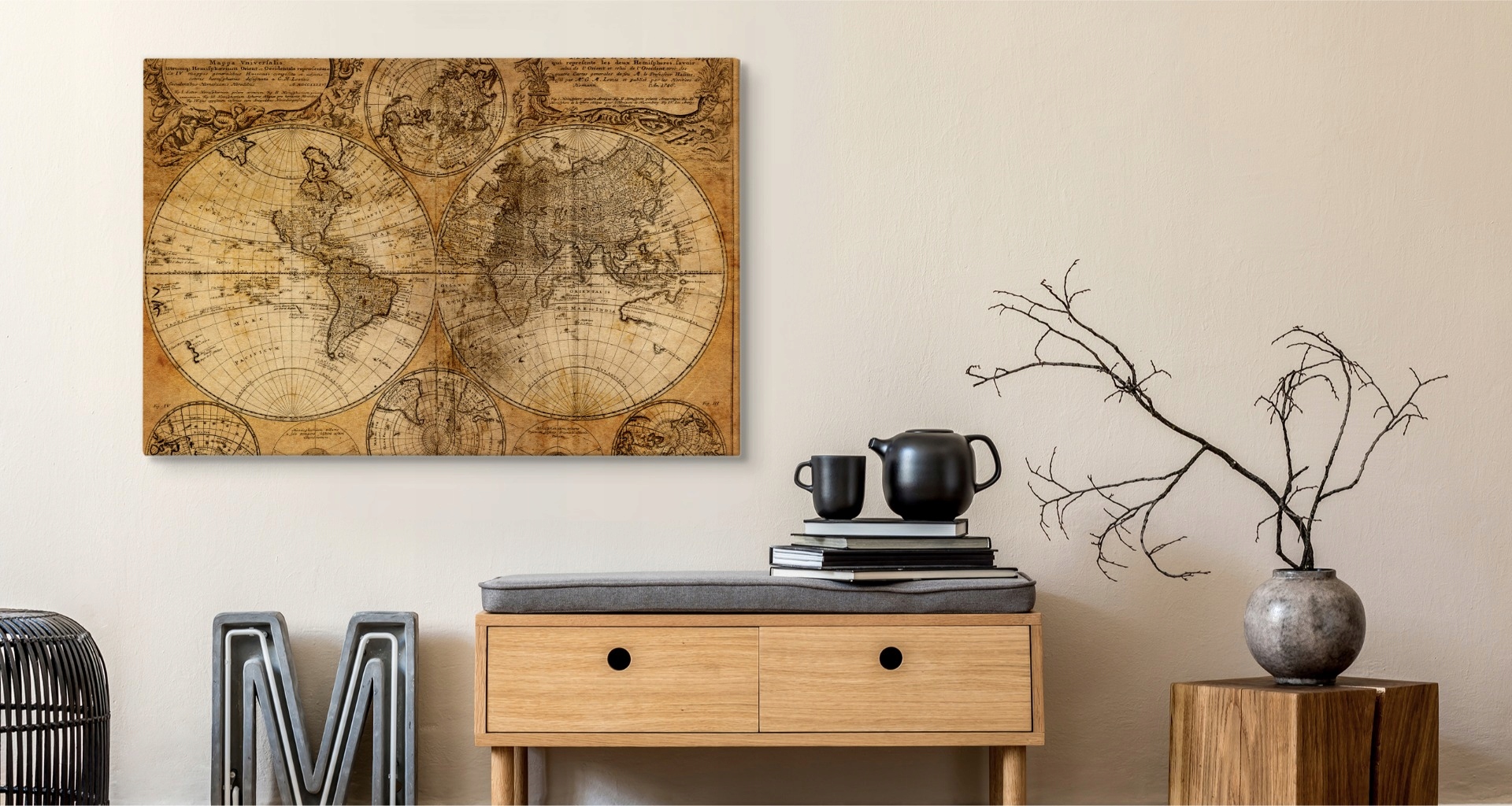 Obraz na Płótnie Stara Mapa Świata VINTAGE 100x70 Marka Muralo