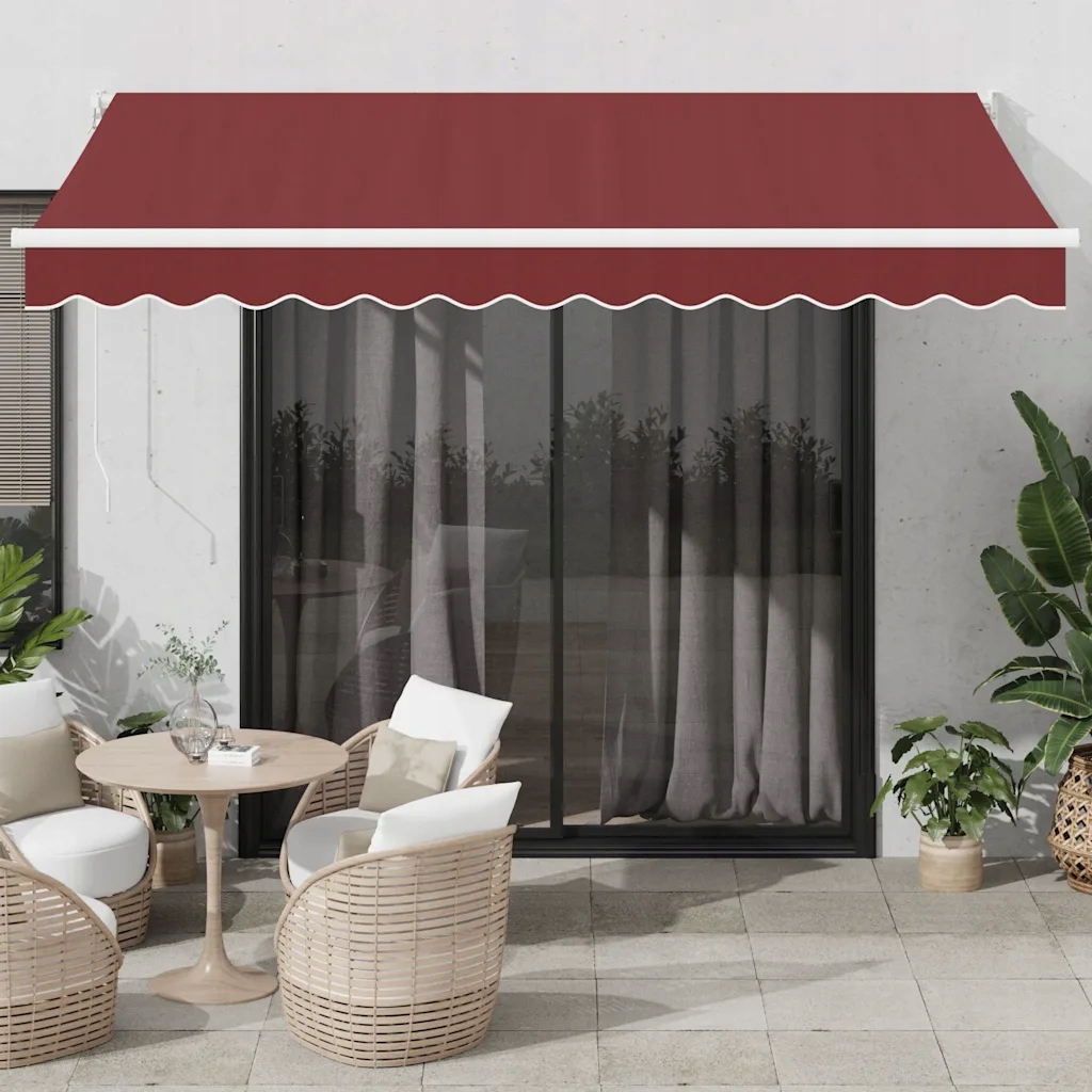 Automatická zatahovací markýza burgundská 350 x 250 cm Červená 3215304