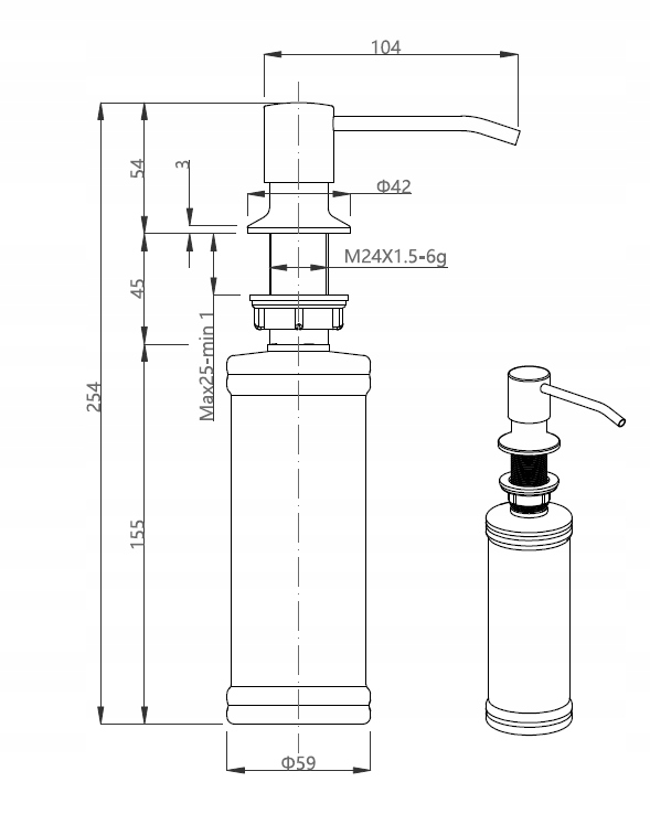 Quadron Dozownik Keira do płynu mydła do zlewozmywaka zlewu 320ml Stalowy Kod producenta MFS1001BS