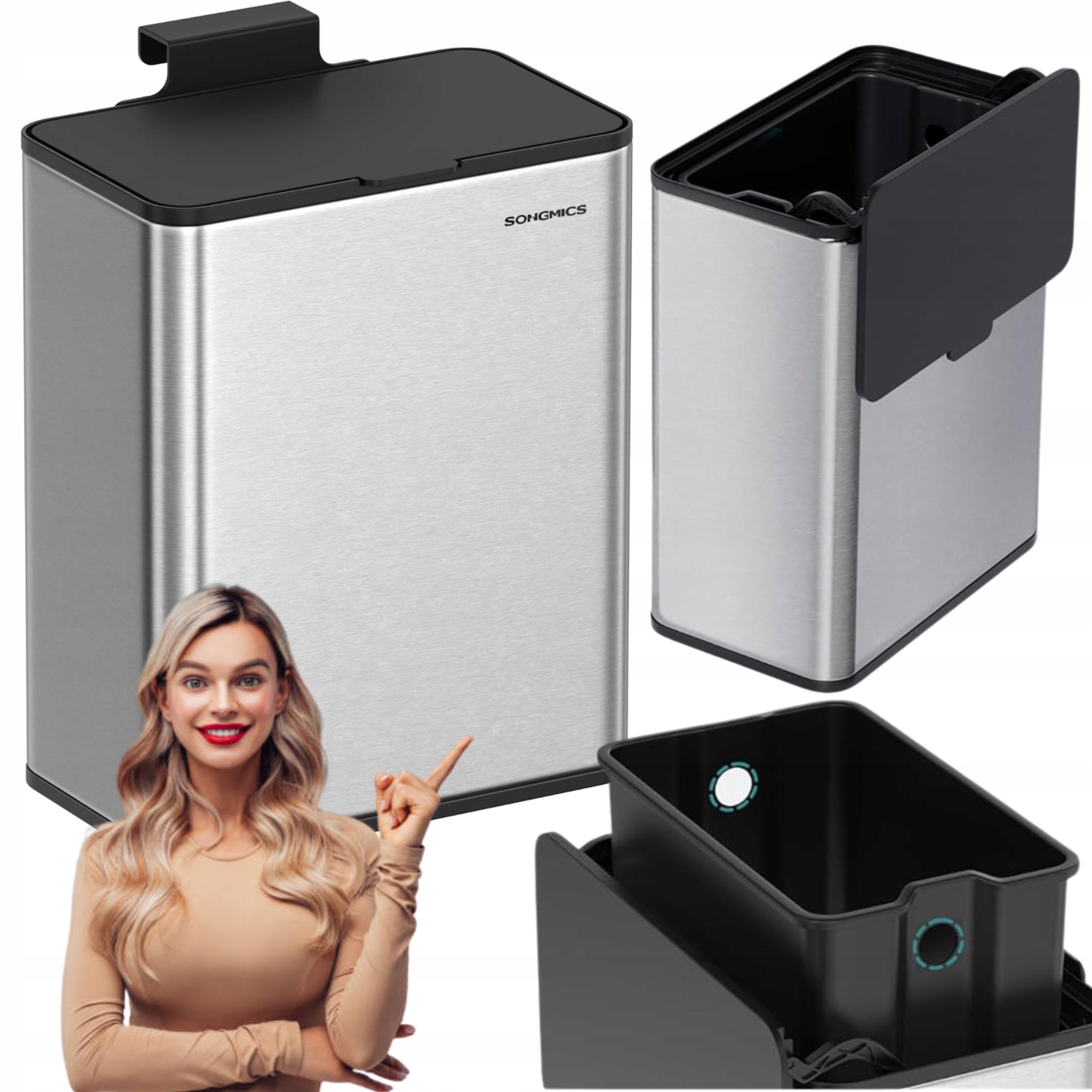odpadkový koš Kuchyňský s víkem 8 l na odpadky pro zavěšení skříňky Háček