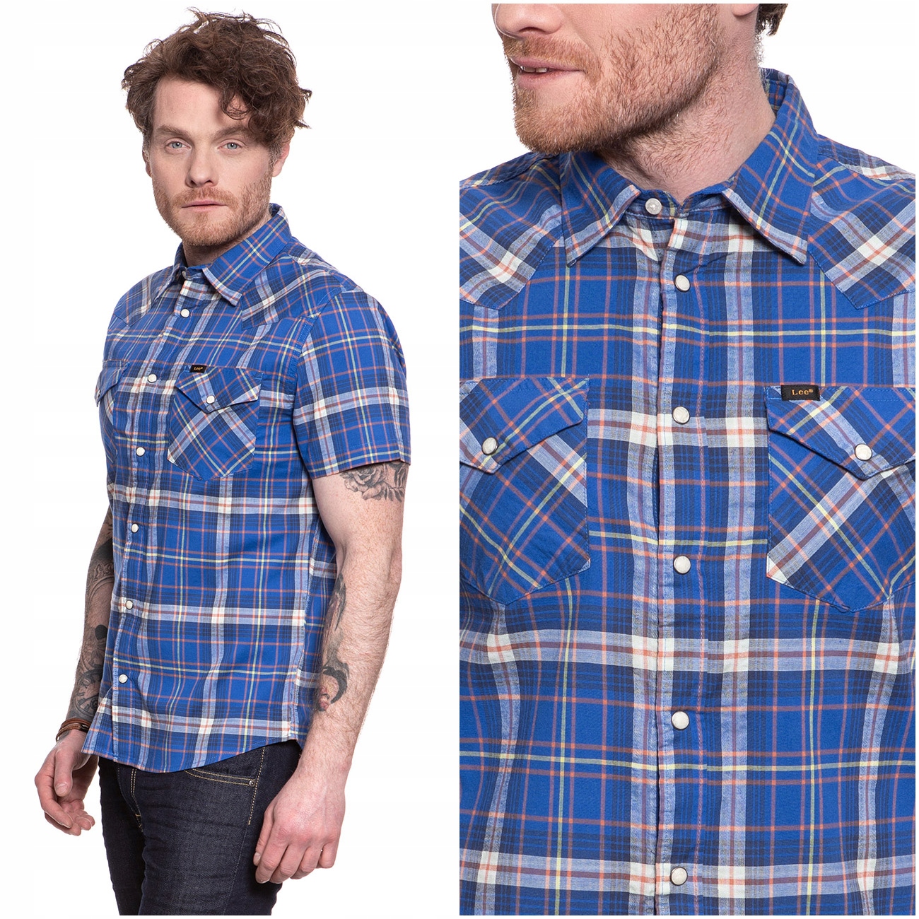 

Lee Ss Western Męska Koszula Krótki Rękaw Kratka L