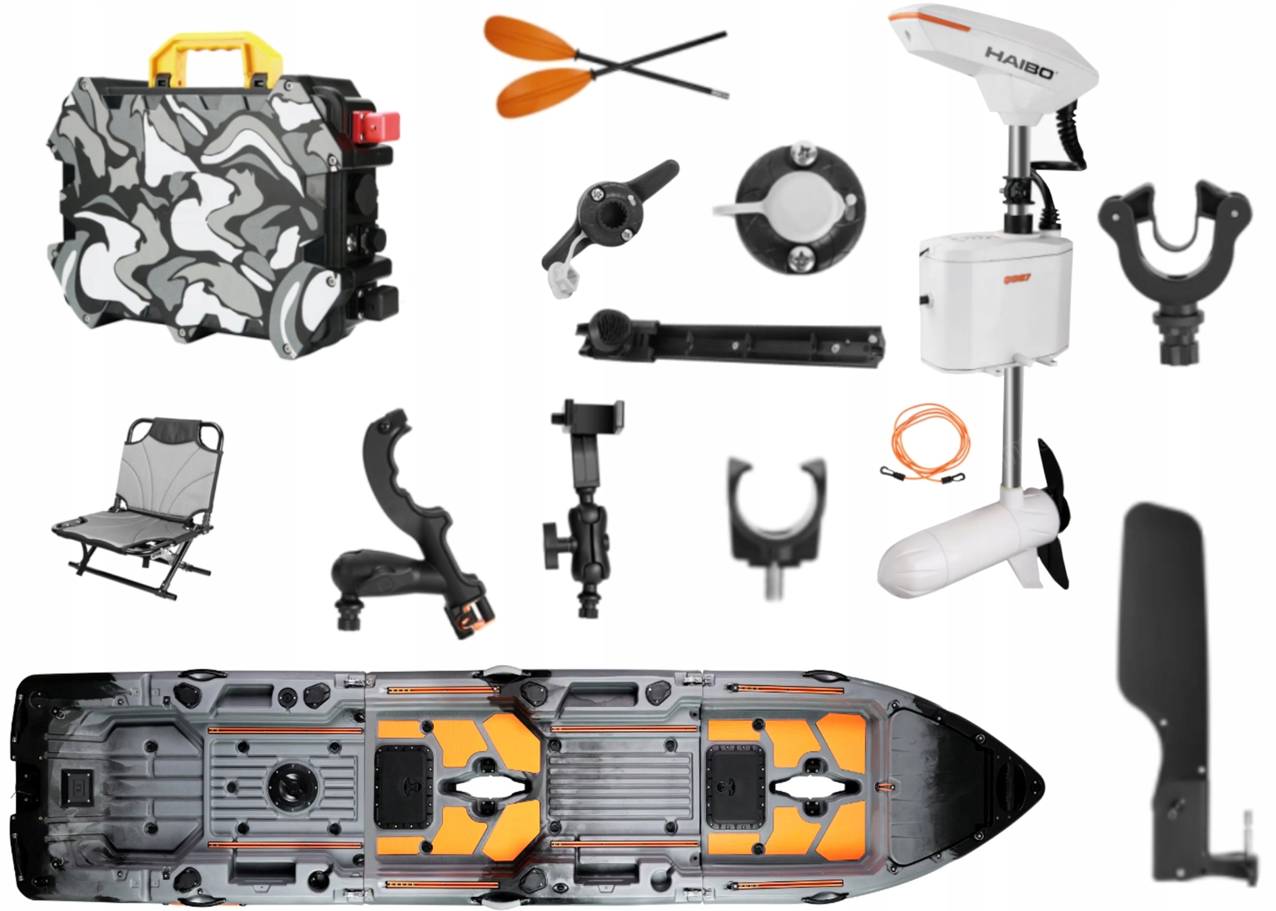 Kajak Wędkarski Haibo Baittrack Modułowy Silnik Gps kotwica akumulator 2 os