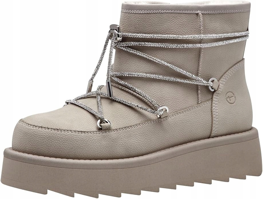 Tamaris Béžové Sněhule S Ozdobnými Tkaničkami A Platformou 39 6AC