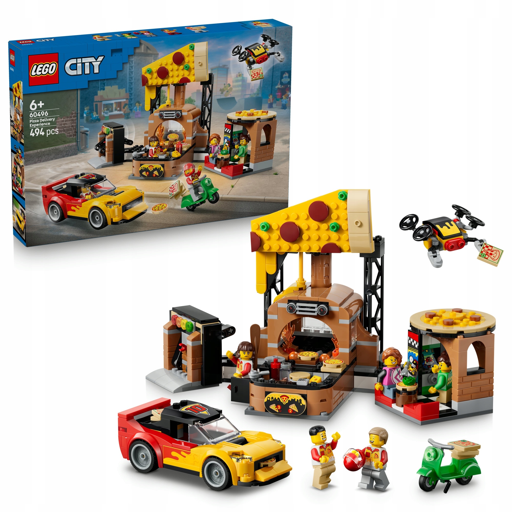 Lego City 60496 Dodávka pizzy s vozidly Pizzeria 494 ks
