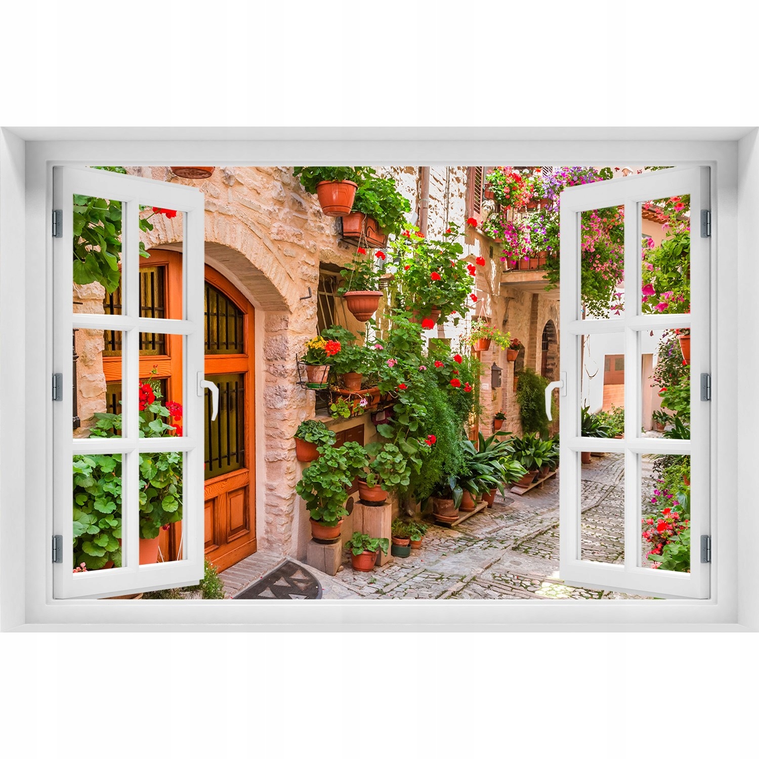 

Naklejka na ścianę 3D Okno Urokliwa uliczka
