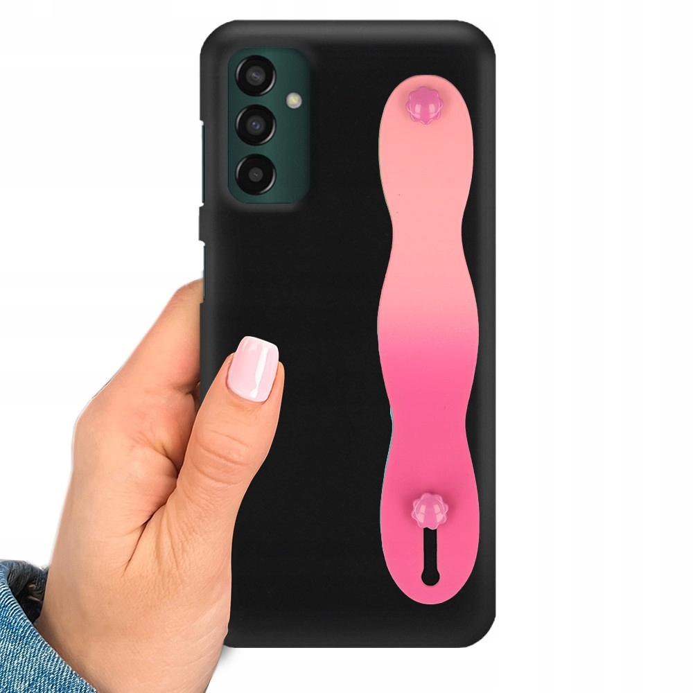 Matné Čierne puzdro pre Samsung M23 5G s Popruhom Ombre Ružová Smooth Držiak