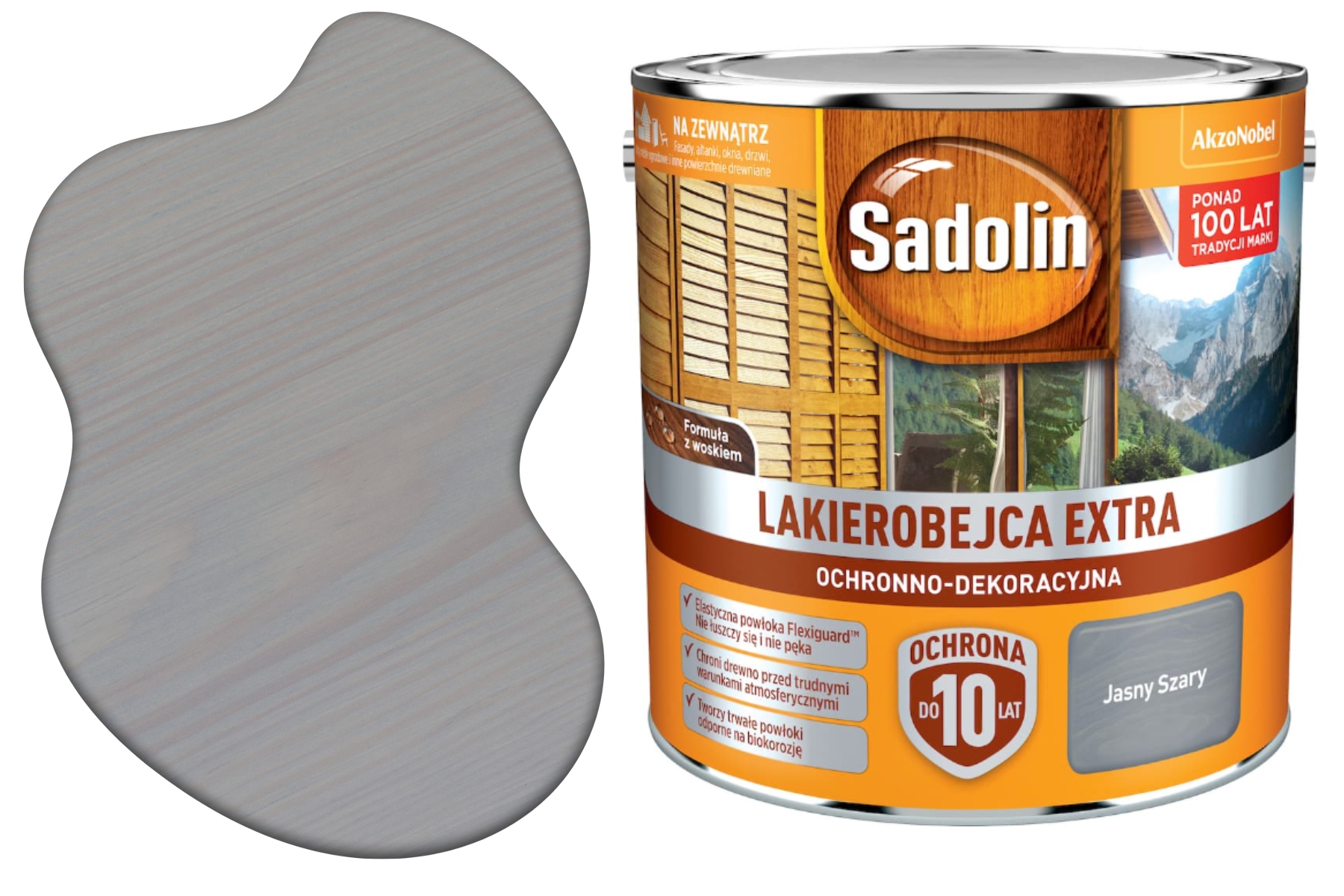 Wydajna Lazura Do Drewna Extra Ochronna Dekoracyjna Jasny Szary 2,5L