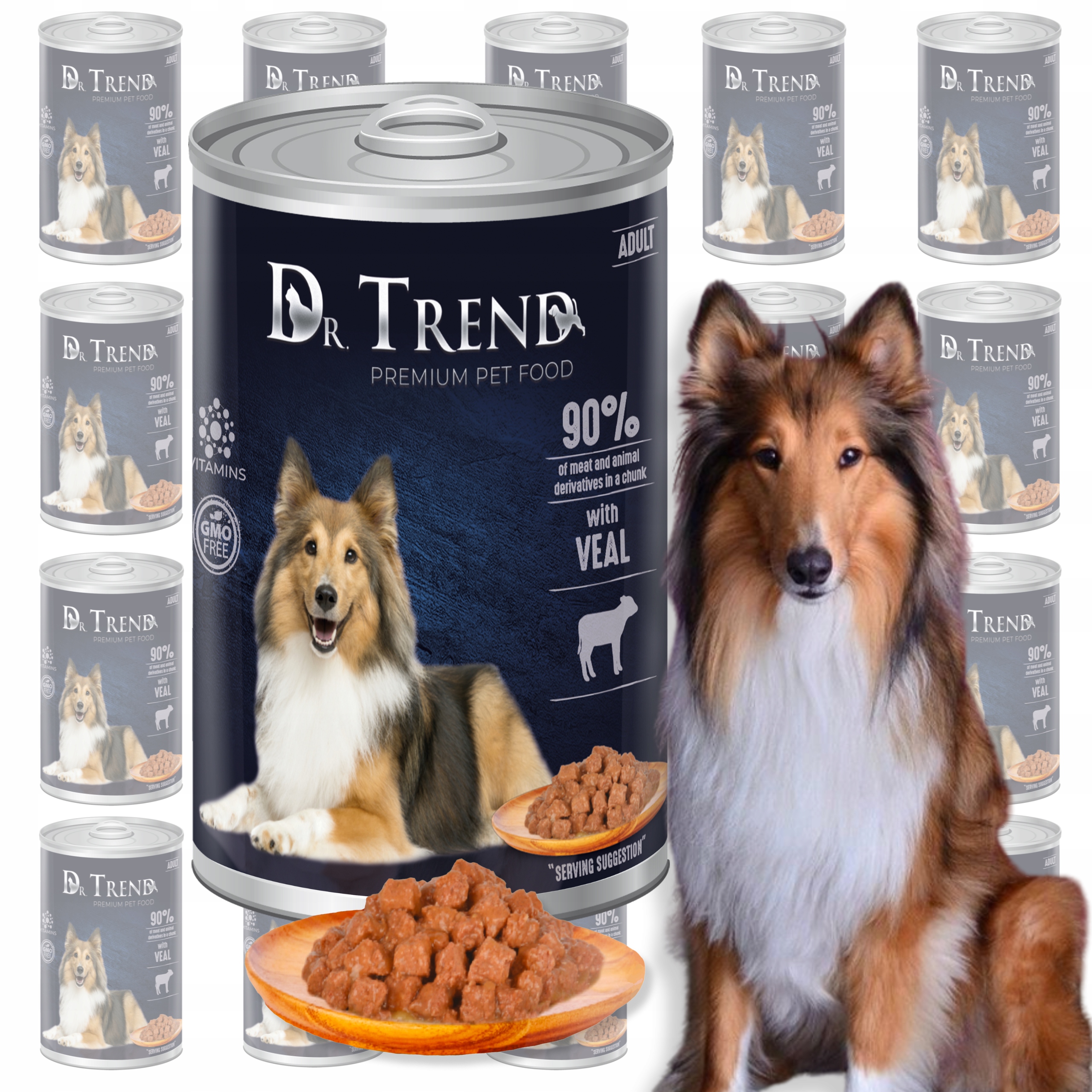 Levně Dr.trend Premium vlhké krmivo pro psy s telecím masem 90 % masa 20 x 400 g