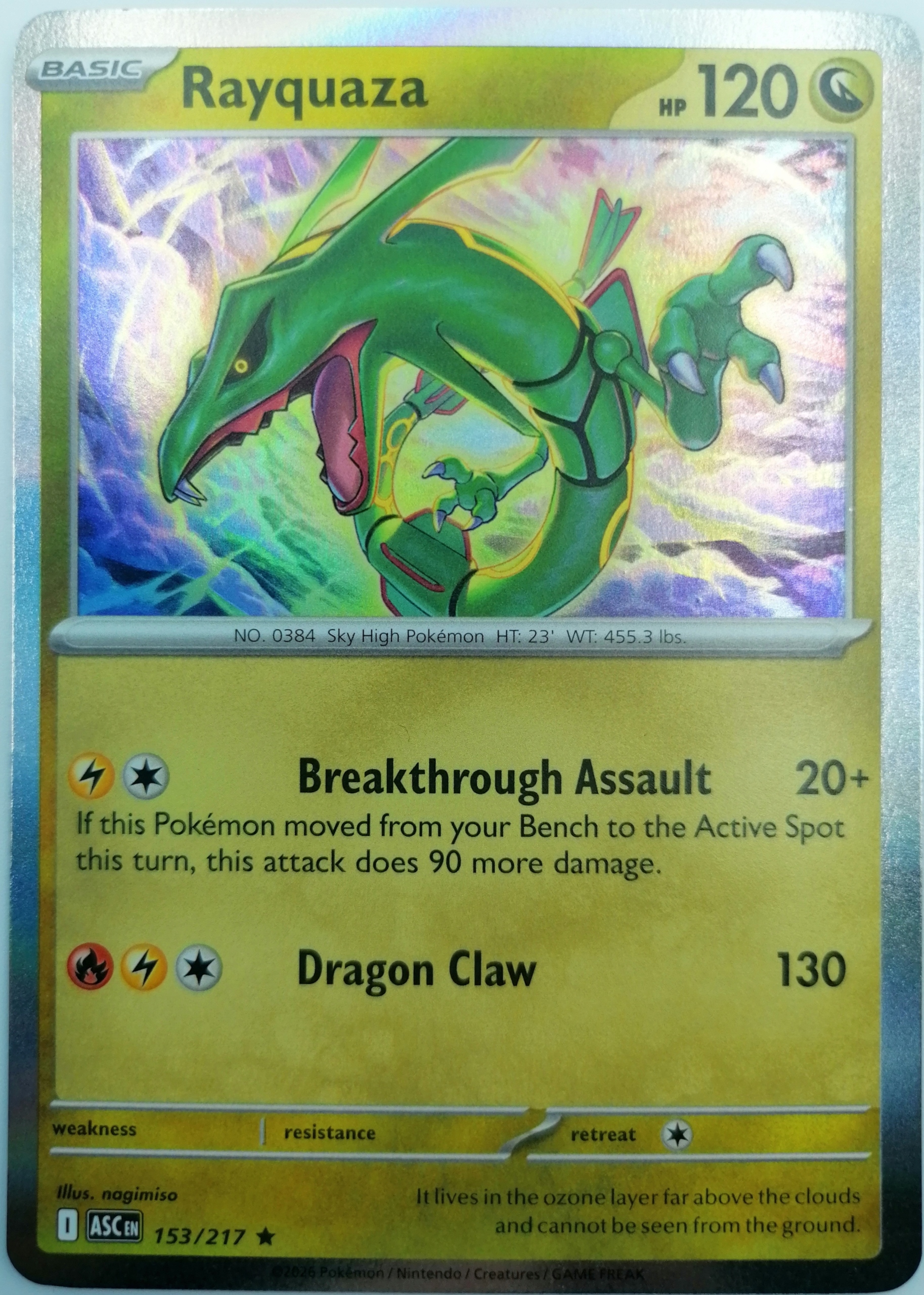 ASC | Rayquaza 153/217 | DRAGON | Oryginalna karta Pokemon TCG