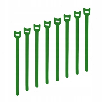 Opaski Na Rzep Regulowane Organizer Do Kabli Zielone 31 cm Zestaw 8 sztuk