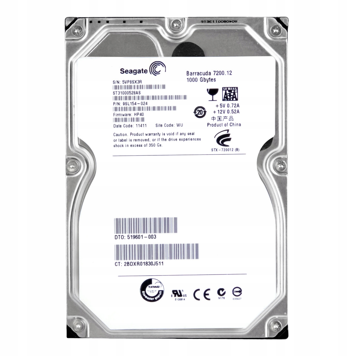 Hp 519601-003 1TB 7.2K 32MB Sata II 3.5'' ST31000528AS
