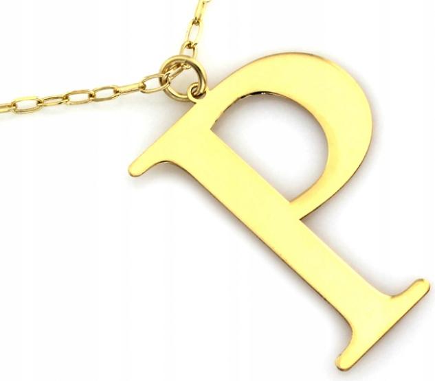 Stříbrný pozlacený náhrdelník 925 s velkým písmenem P jako dárek, velikost 50 cm