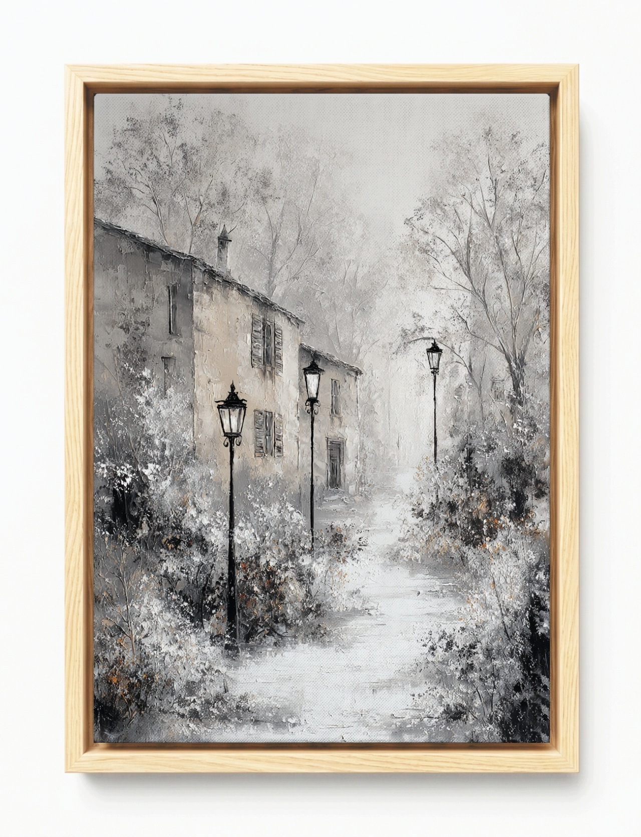 Obraz Rám Americký Box Krajina Městečko Ulička Aleja Zima Sníh 40x60