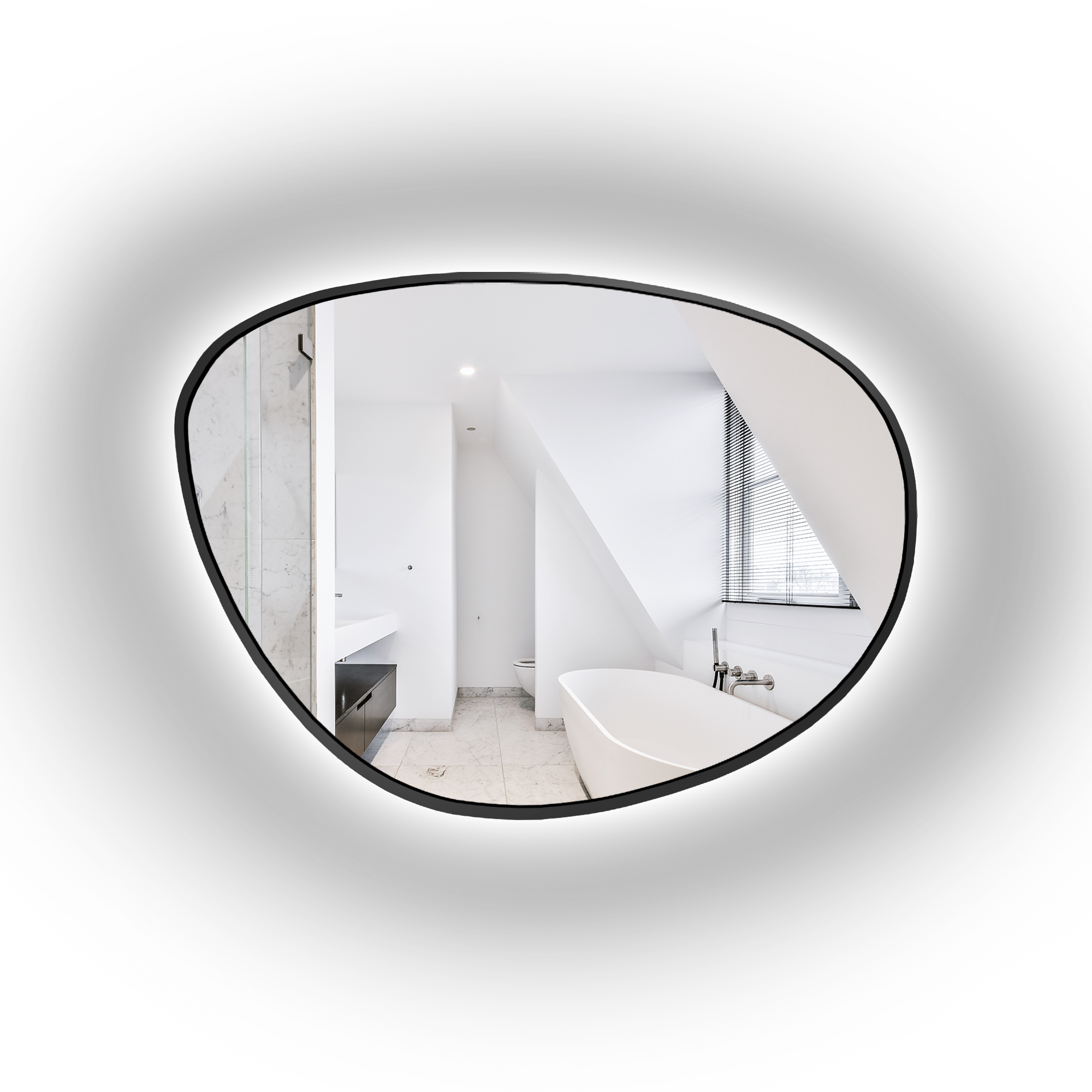 Zrcadlo nepravidelné Agat v černém rámu s Led podsvícením 189x140