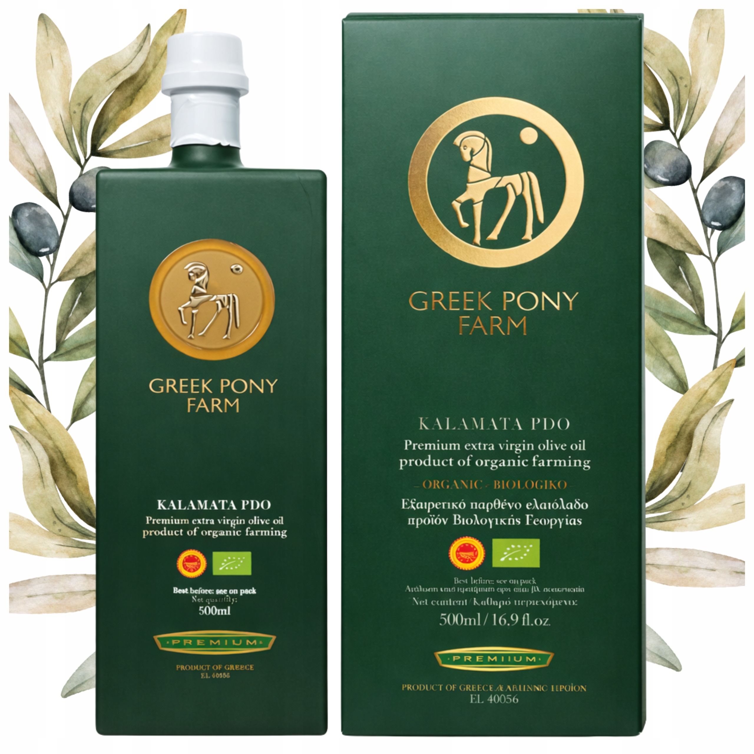 Oliwa Z Oliwek Extra Virgin Grecka 500ML P.d.o. Ekologiczna Greek Pony Farm