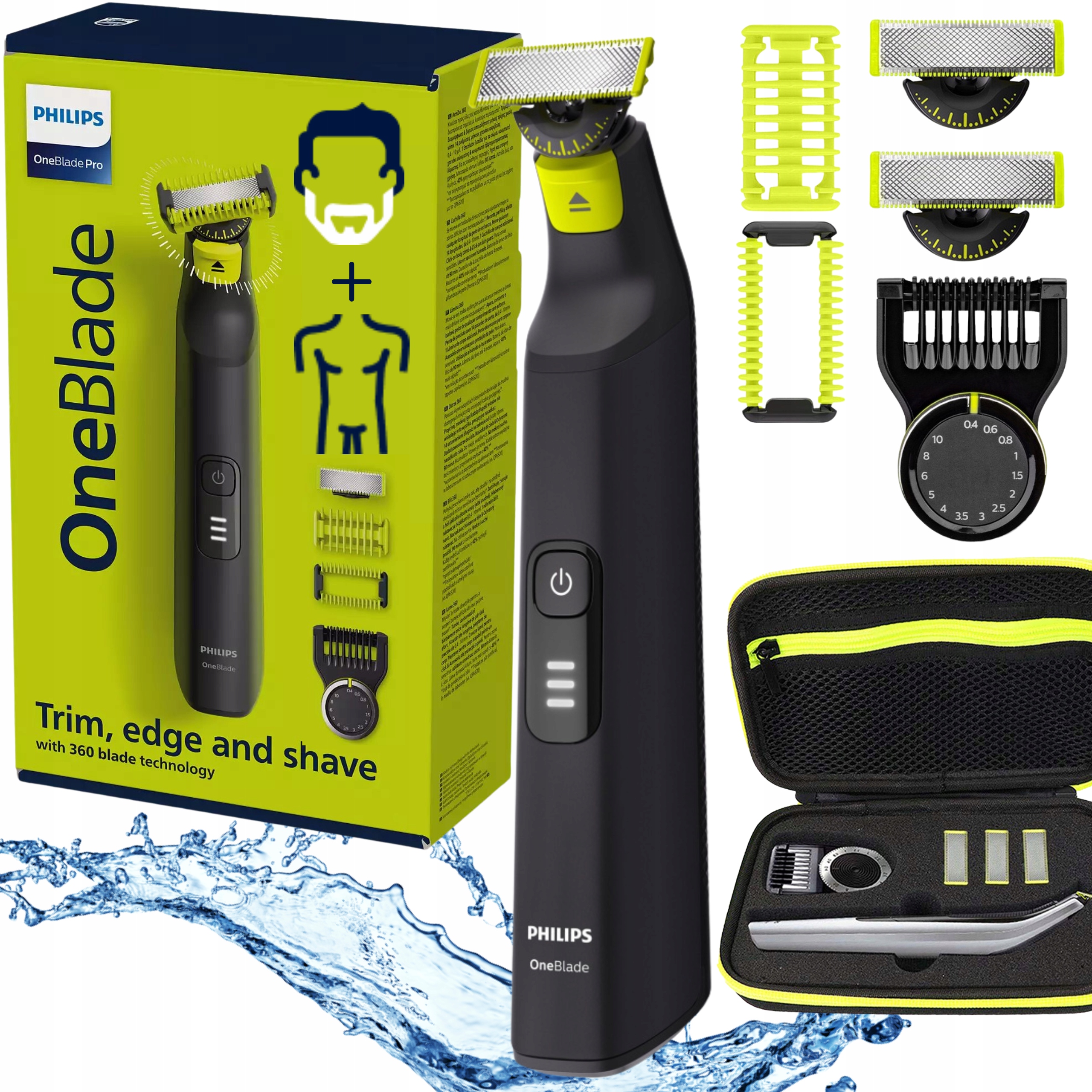 Philips OneBlade Pro 3v1 Elektrický zastrihávač brady a tela Puzdro