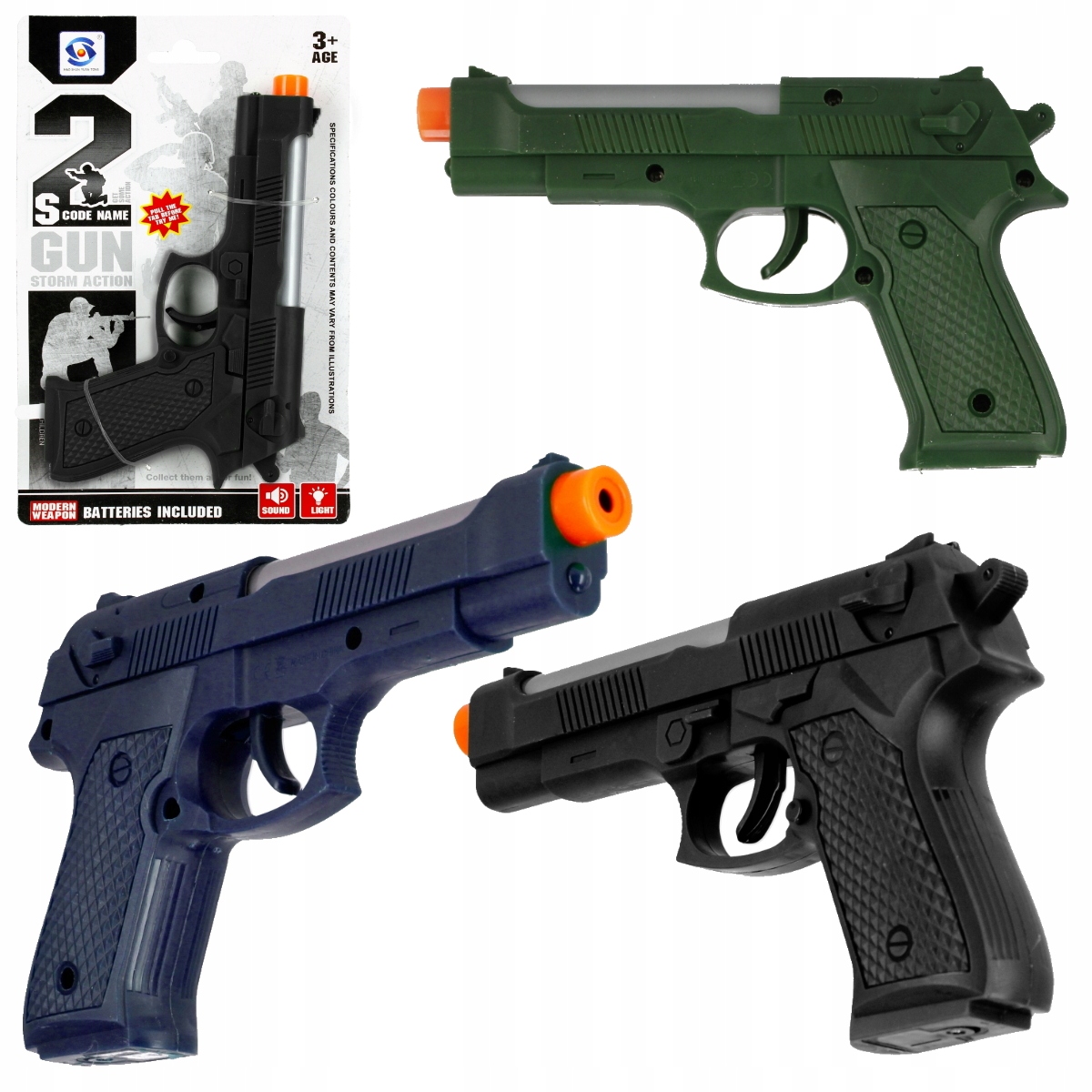 PISTOLET POLICYJNY ŚWIATŁO ODGŁOSY STRZELANIA