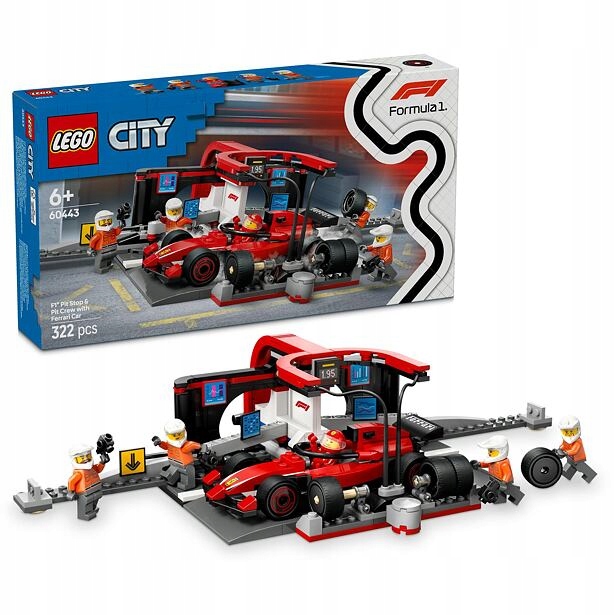 Lego City 60443 Zastávka v boxech F1 a personál s vozem Ferrari