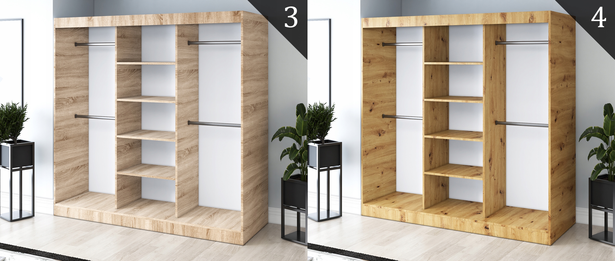 Korpus szafy 200 Regał BIAŁY MAT - RÓŻNE UKŁADY Szerokość mebla 200 cm