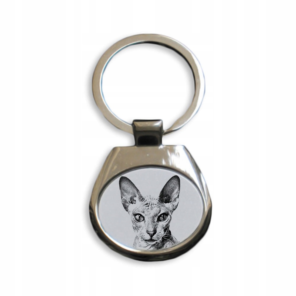 

Kot Peterbald Metalowy Brelok Breloczek z grafiką