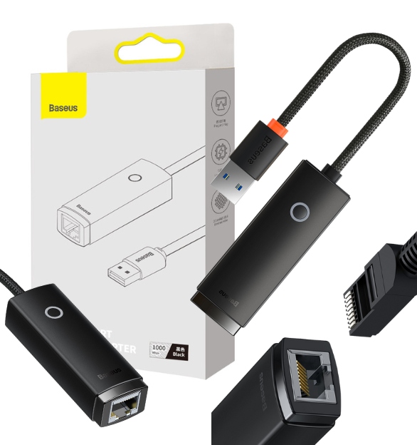 

Adapter Sieciowy Baseus Ethernet Usb-a Do RJ45 Lan