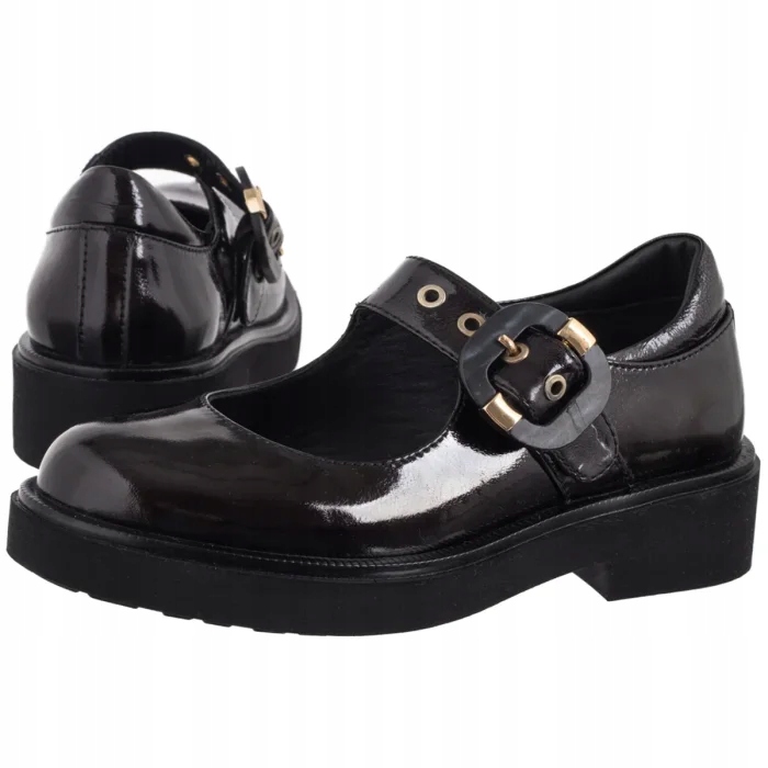 Dámské kožené lakované baleríny Venezia černé V473-01525