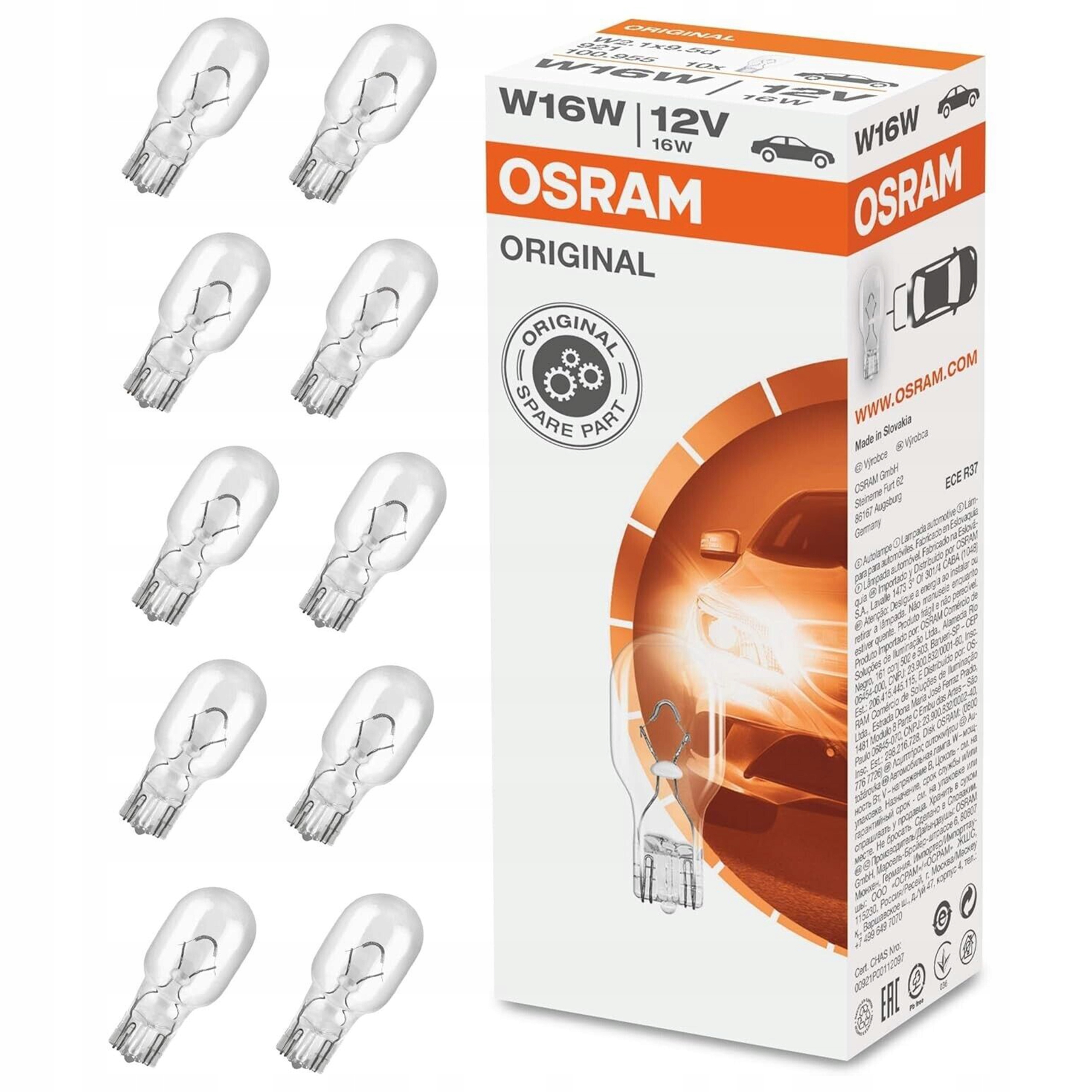 Osram Żarówki Original 16W 12V 921 10 Szt Komplet