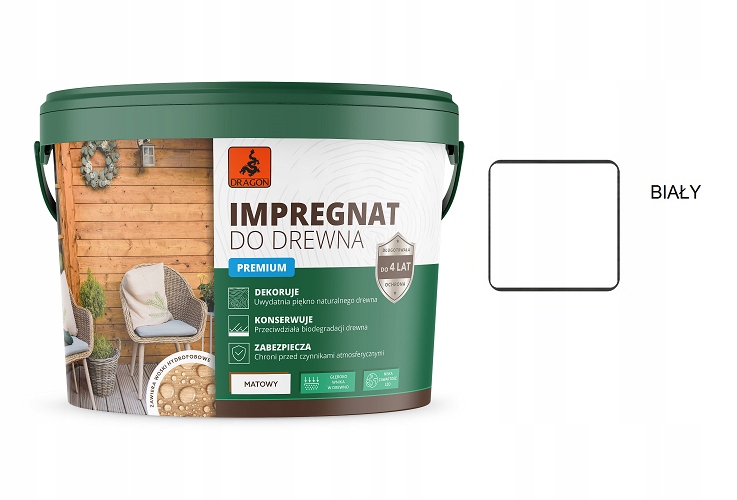 

Impregnat Do Drewna Premium Dragon 1 l Biały