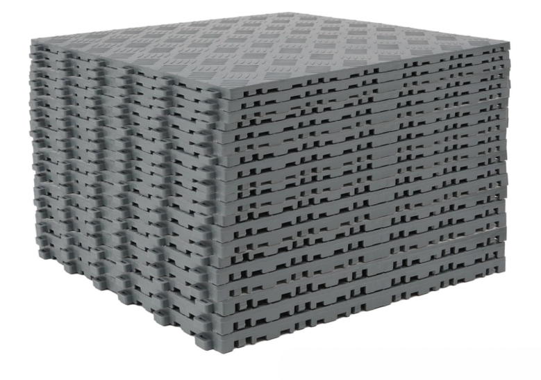 Sada 20 Kusov Podlahové dlaždice do garáže Pvc 40 x 40 cm Protišmykové