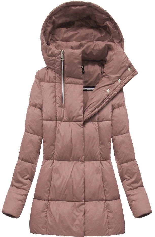 Krátká Zimní Bunda Se Zipy 7750 Růžová Ant. XL (42)
