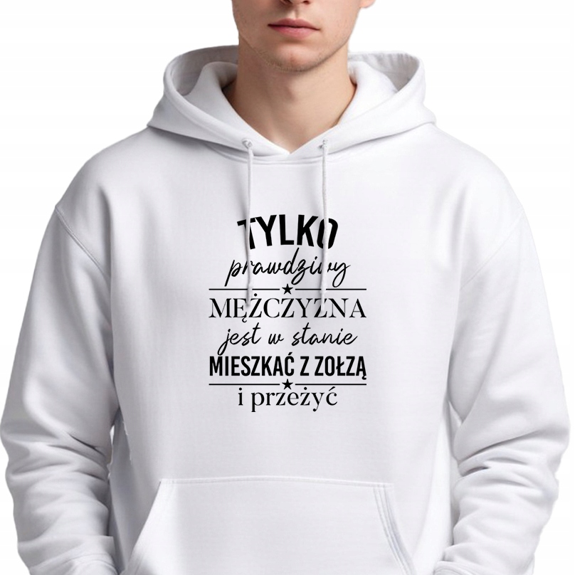 Mikina S Kapucí Bílá Dárek pro manžela tatínka Skutečný Muž M