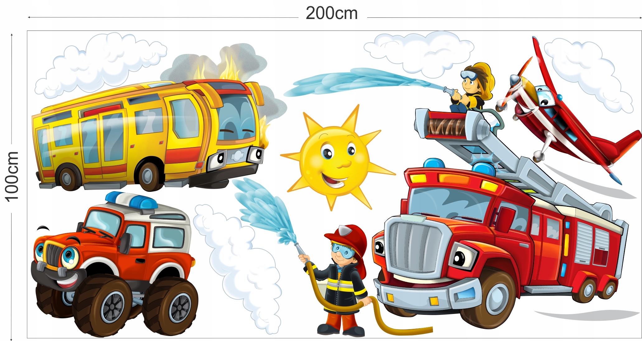 NAKLEJKI NA ŚCIANĘ STRAŻAK STRAŻ 100x200cm SP Motyw Dziecięce