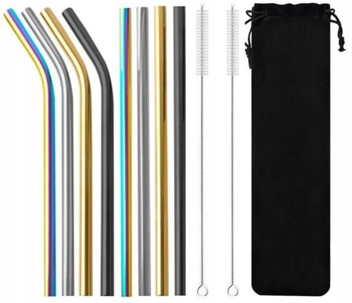 SŁOMKI WIELOKROTNEGO UŻYTKU METALOWE KOLOROWE 11EL