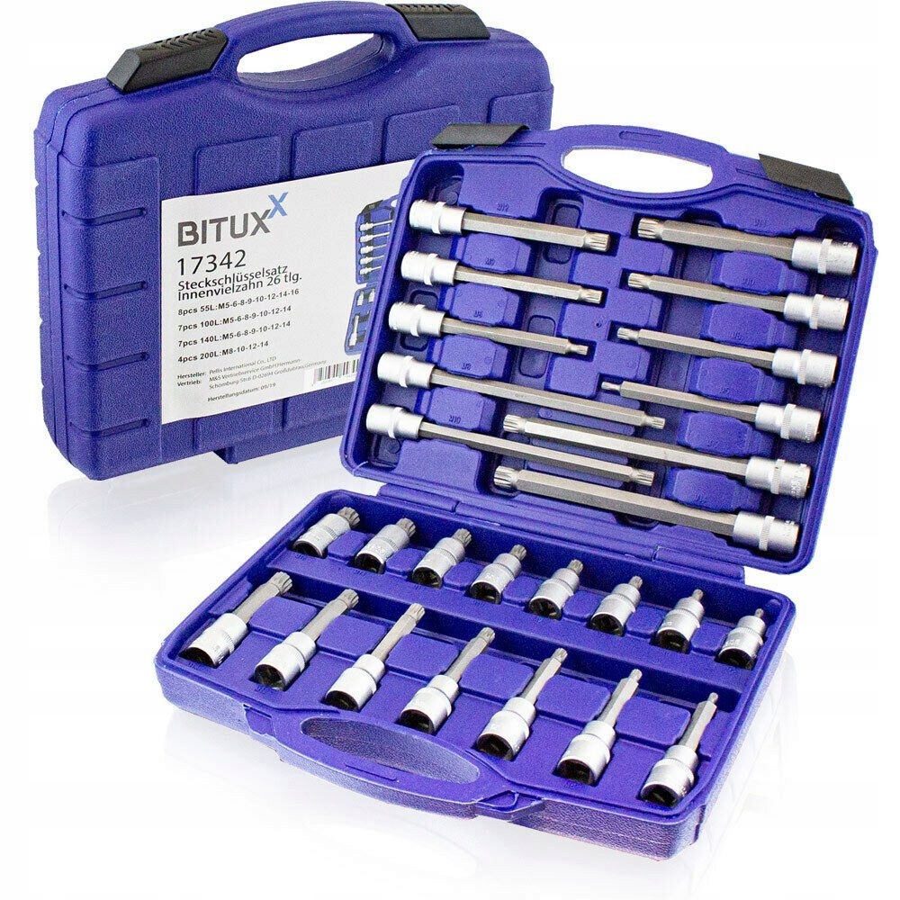 ZESTAW KLUCZY NASADOWYCH WIELOZĘBNYCH Z WALIZKĄ 26EL.