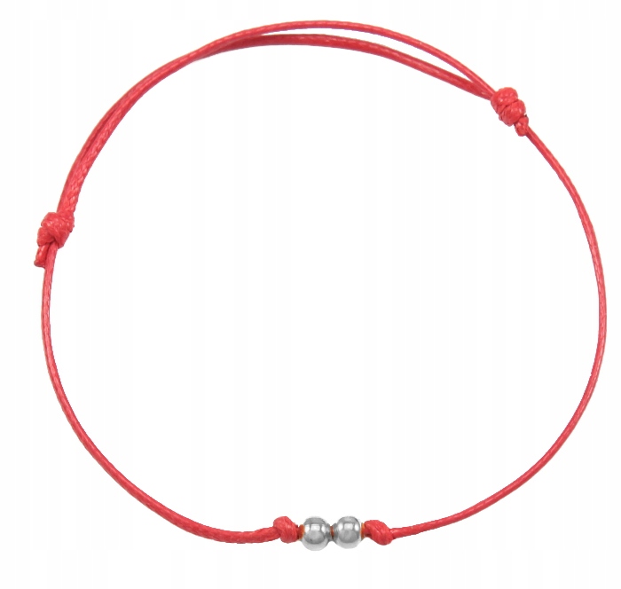 

Bransoletka Szczęścia Czerwona Srebrne Kulki