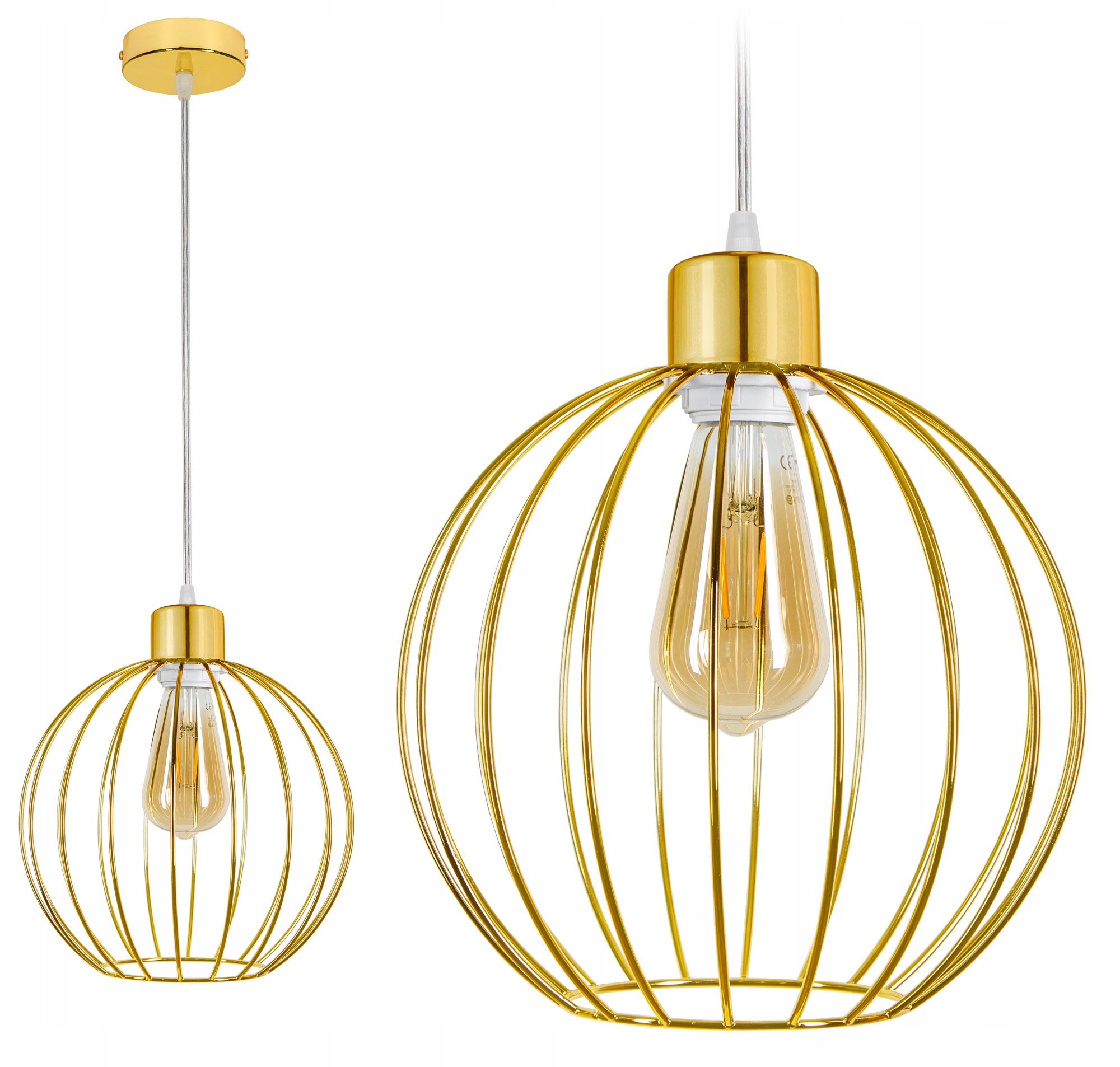 

Lampa Wisząca Sufitowa Żyrandol Złota Kula Led