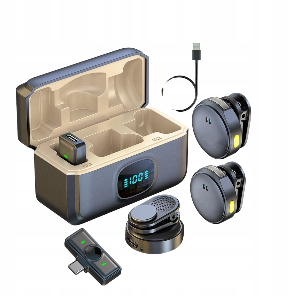 Bezdrátový Mikrofon Q8 Ktv Magnet Klips Typ-c Lightning S Pouzdro