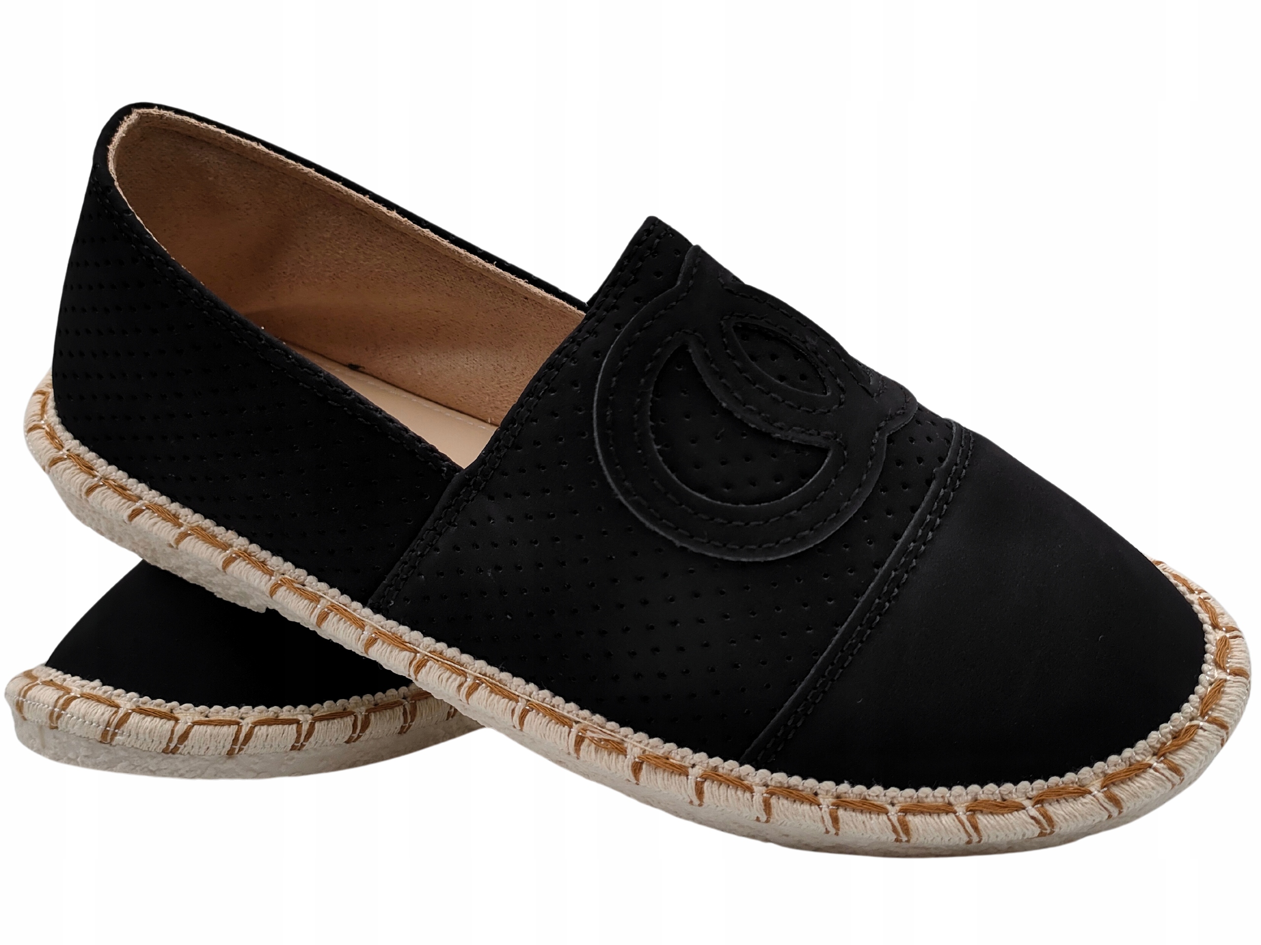 ESPADRYLE DAMSKIE Tenisówki wsuwane trampki LEKKIE czarne r. 40 Materiał zewnętrzny tkanina
