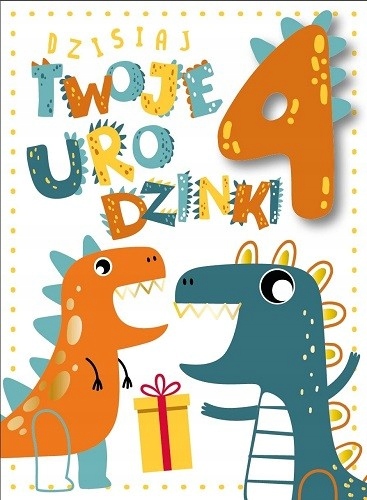

Kartka na 4 urodziny wesołe dinozaury DKP37