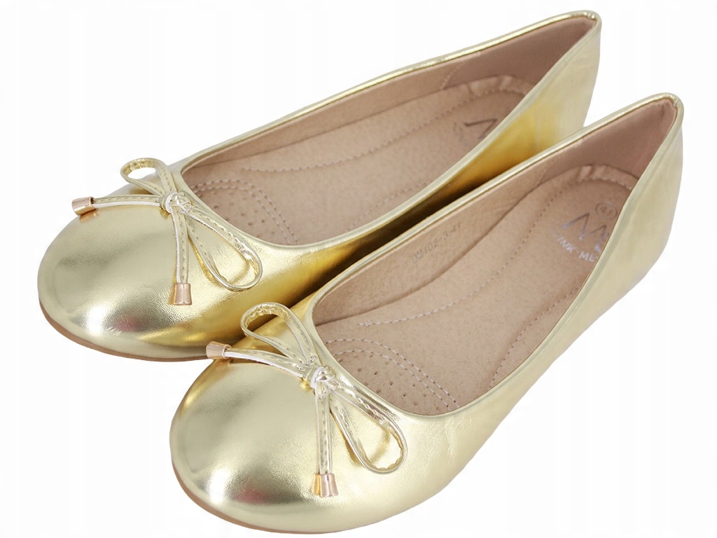 

Baleriny Balerinki Buty Skóra Złote G5DM102-3 43