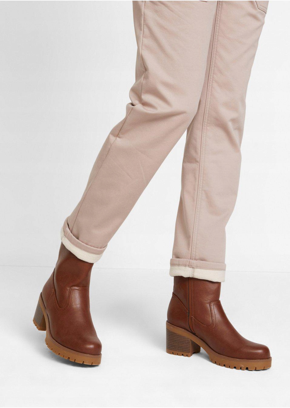 Bonprix 38 _NQI SPODNIE BEŻOWE OCIEPLANE Cechy dodatkowe ocieplane