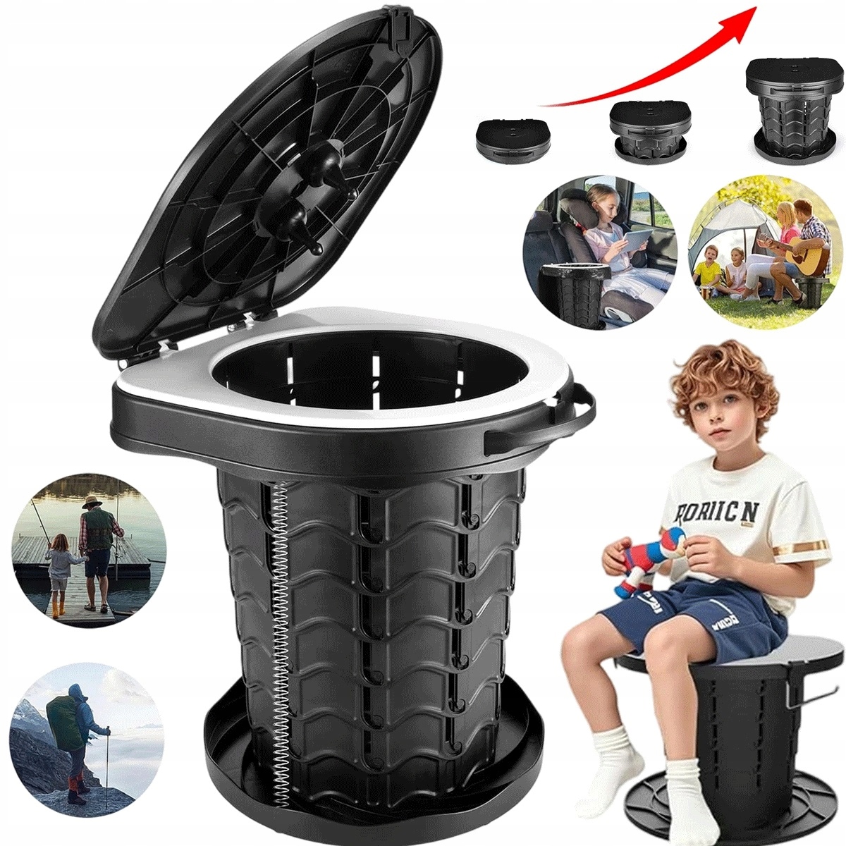 Přenosná Turistická Toaleta 180 Kg, Odolnost Černá, Víceúčelová