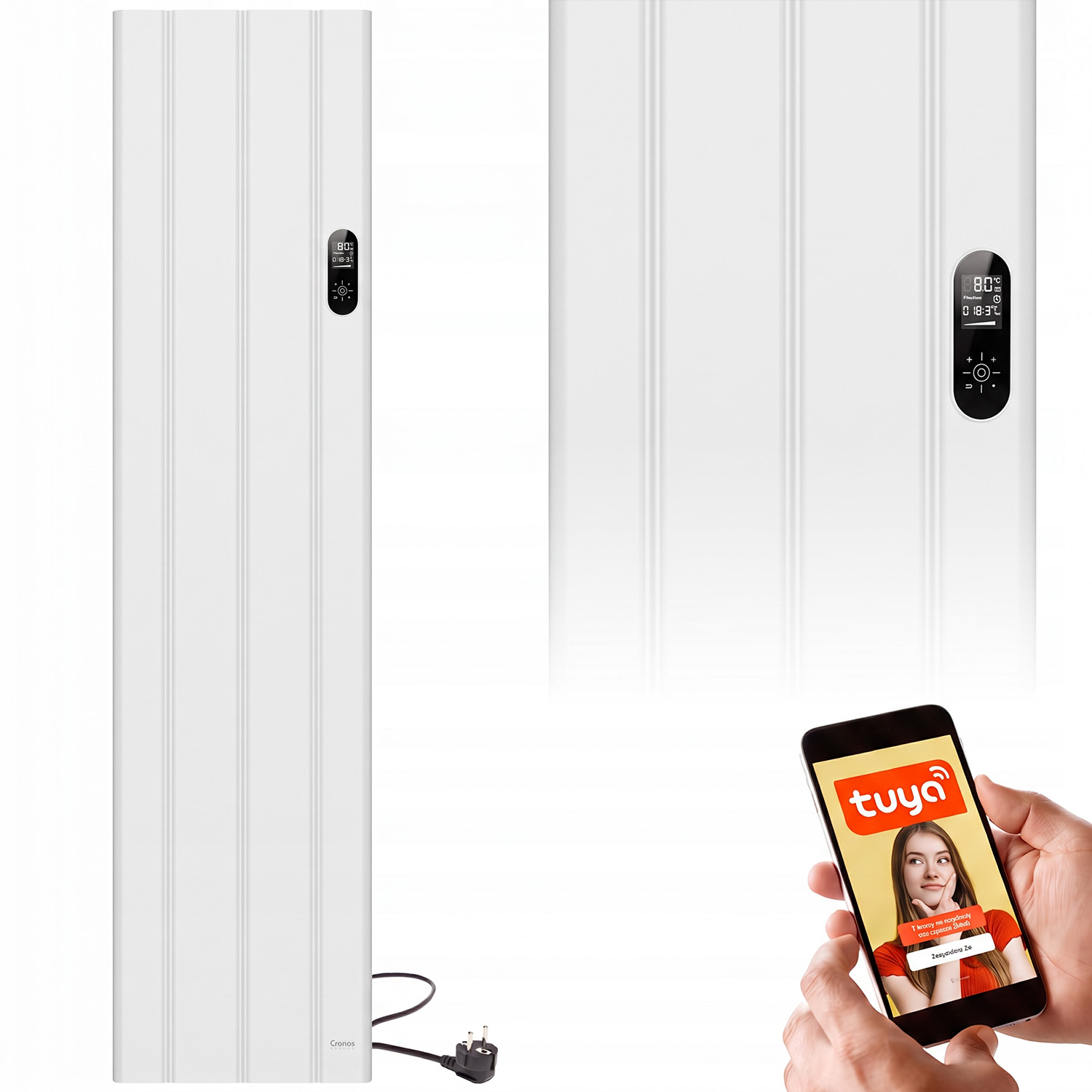 Elektrický Vertikálny Panelový Stenový Ohrievač Na Stenu 1000 W 165 cm Smart