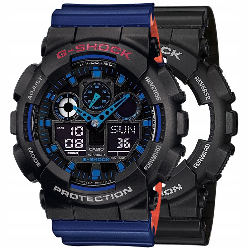 Sada G-shock GA-100-1A2ER Černá Modrá