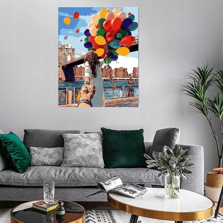 Obraz Malowanie Po Numerach Spacer z Balonami z RAMĄ 40x50 PIAST + BLEJTRAM Marka Piast