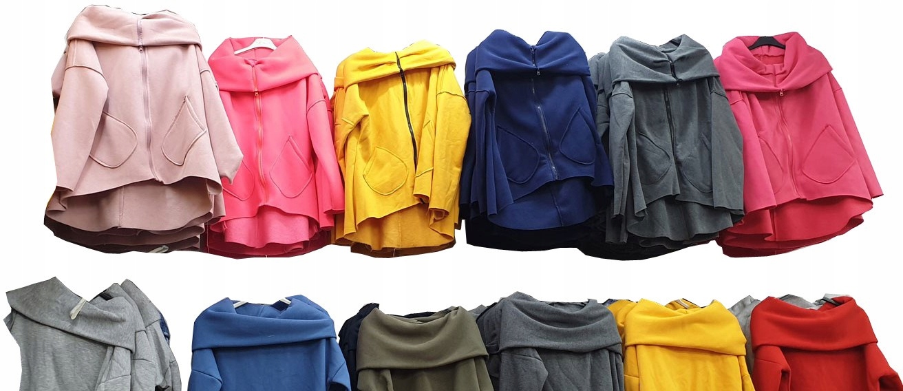 

Asymetryczna Bluza Tunika Kardigan Komin Kaptur XL