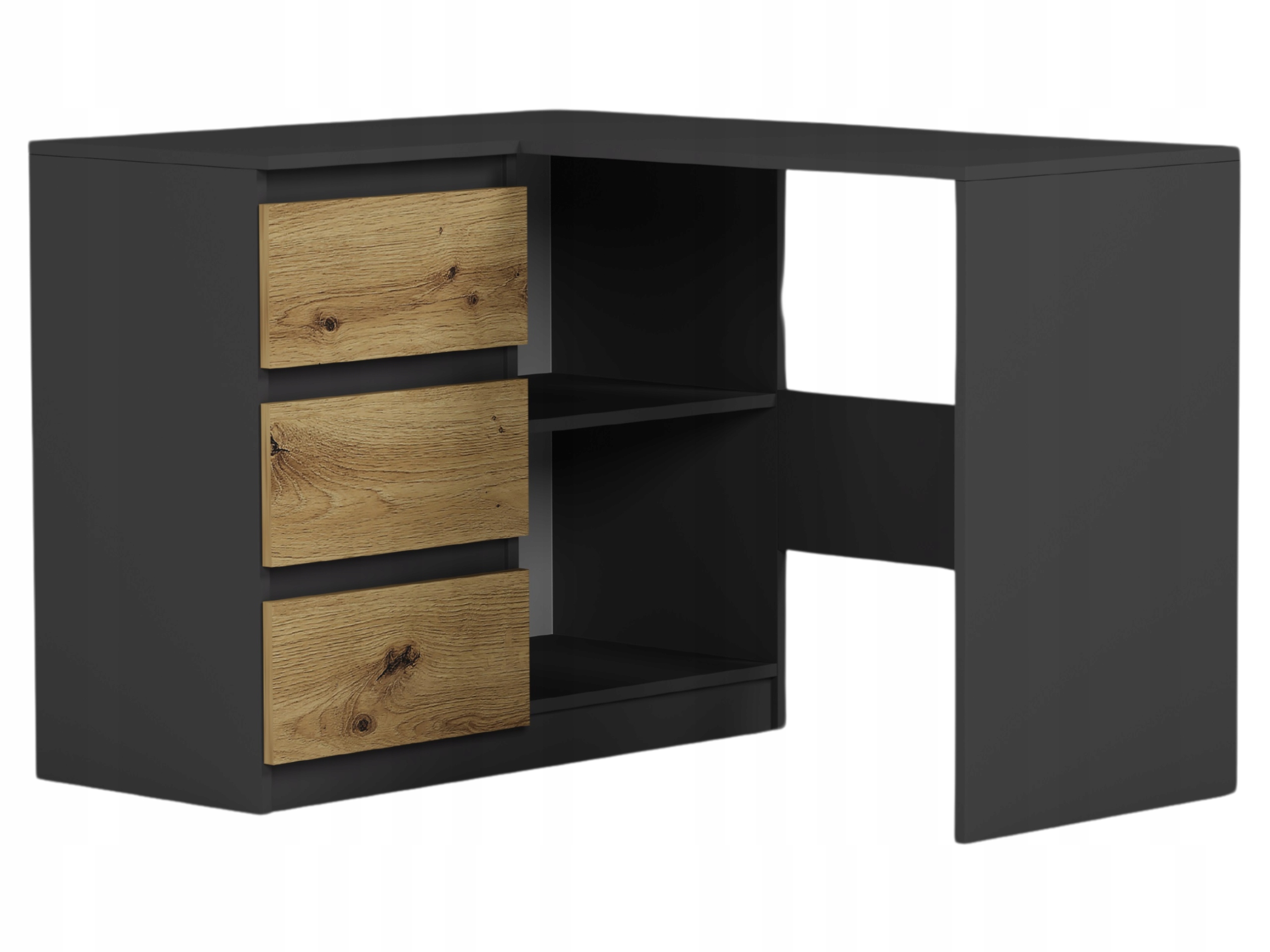 BIURKO NAROŻNE KOMPUTER antracyt mix artisan N4L lewe