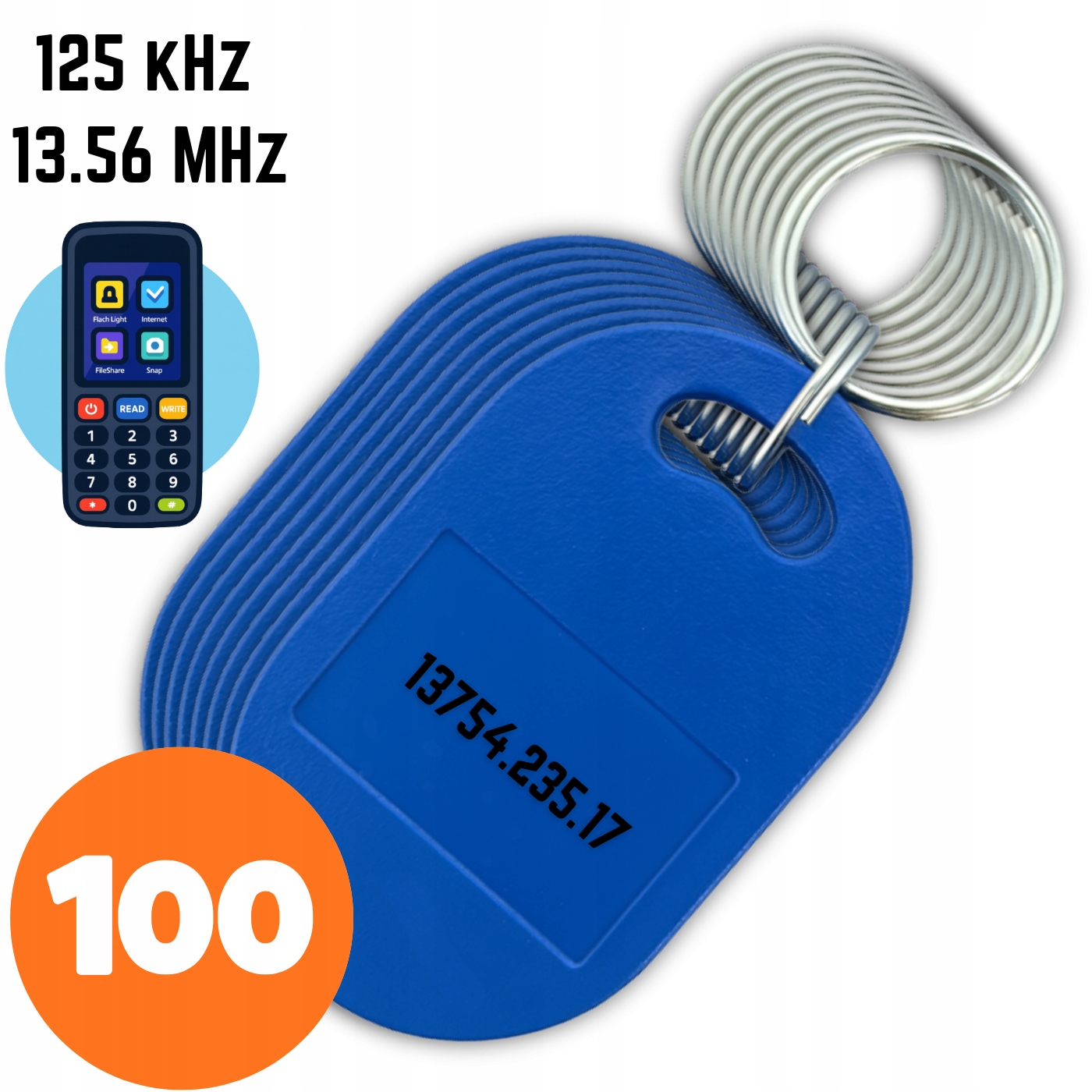 100 Ks Přívěsek Na Klíče Pastilka Rfid 13.56MHz Mifare 125kHz IC ID Unikátní Dual