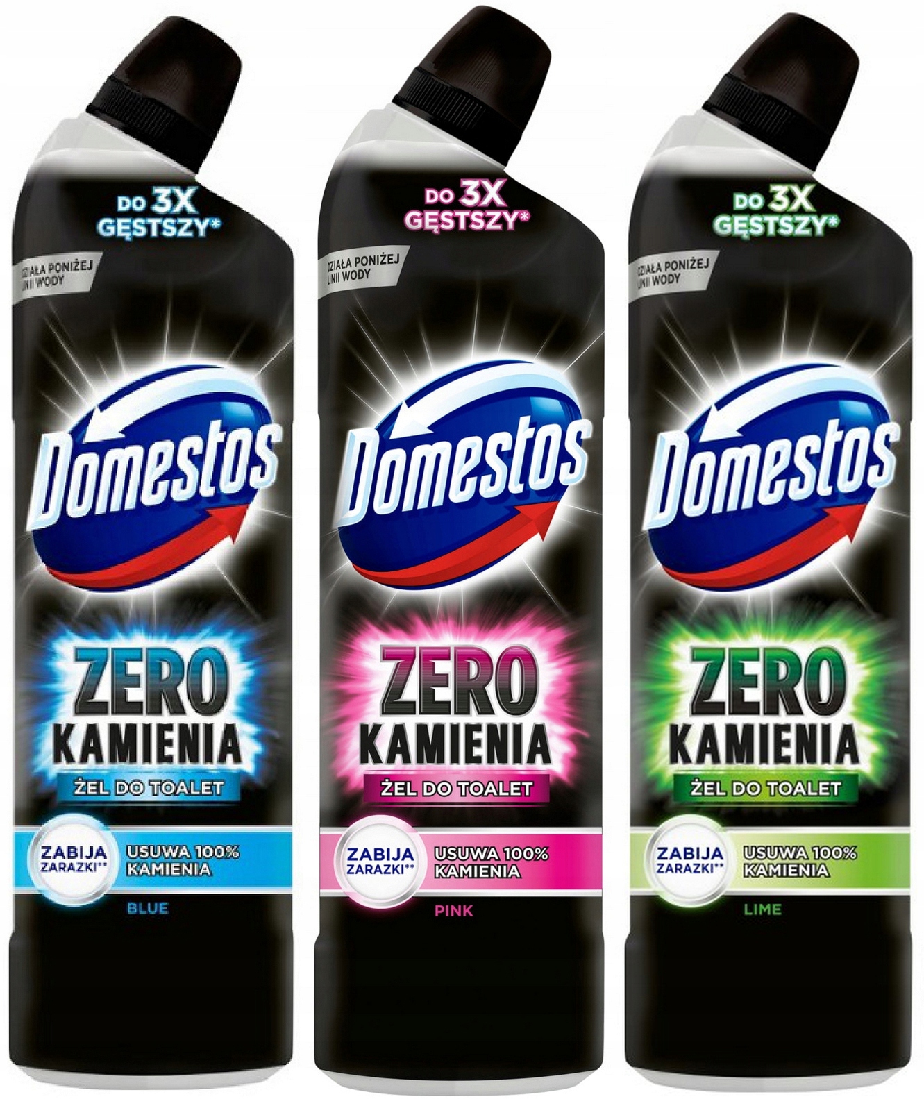 DOMESTOS PŁYN ZESTAW WC LIME,PINK,BLUE 3X750ML